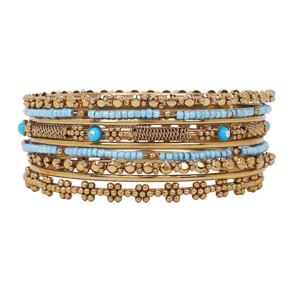 Modern Stone Tribal Bangle Stack by Leshya