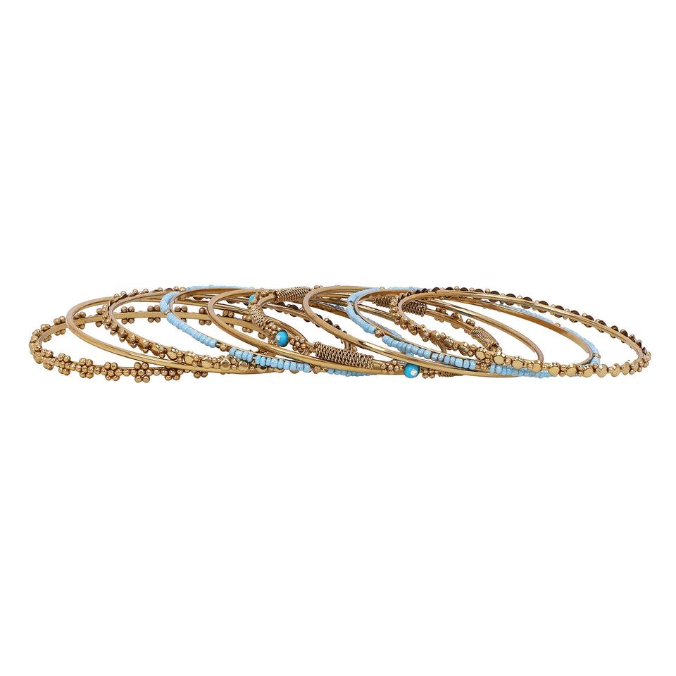 Modern Stone Tribal Bangle Stack by Leshya