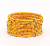 Set of 12 Thread Bangles with Golden Flower Design by Leshya