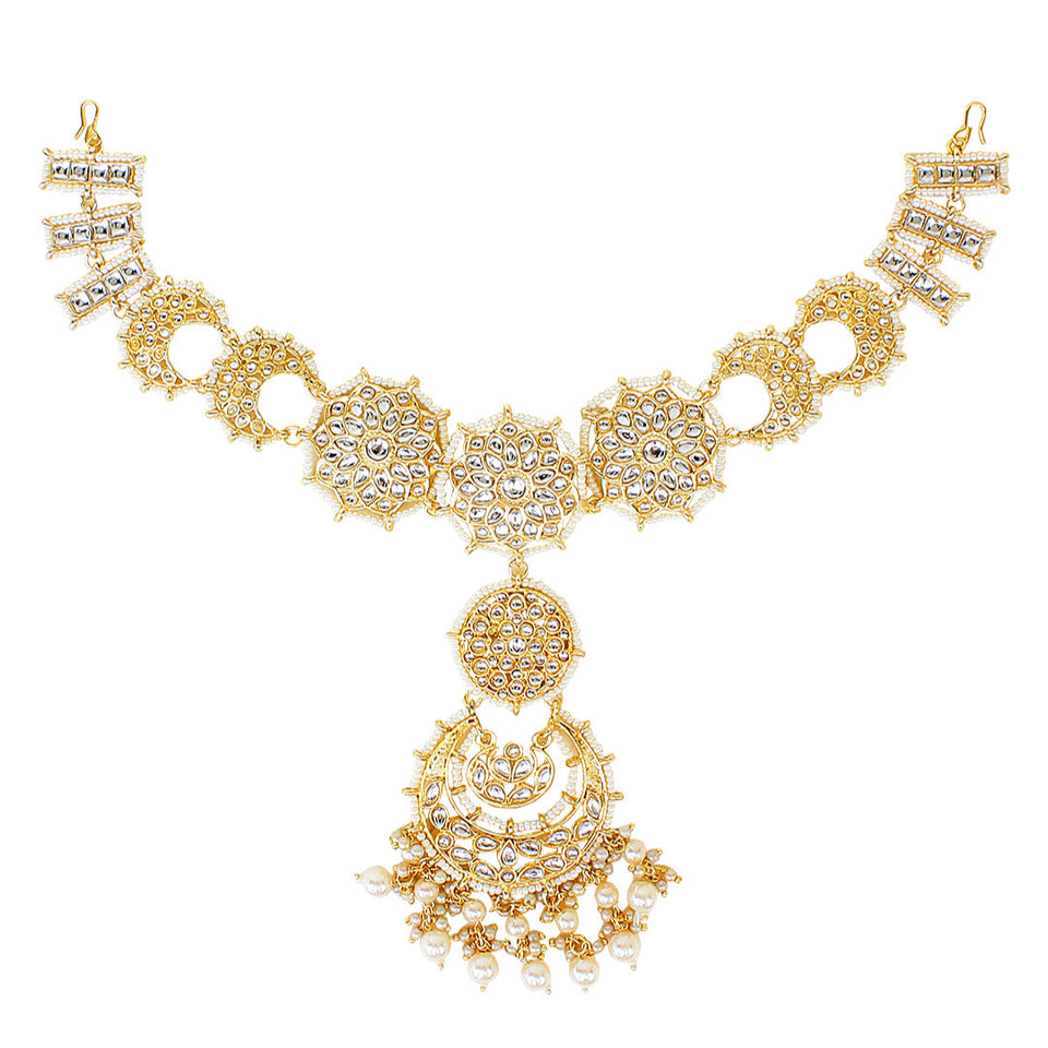 Bridal Kundan Maatha Patti with Maang Tikka for Women by Leshya