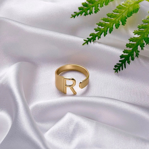 Elegant Alphabet Golden Ring by Leshya