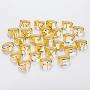 Elegant Alphabet Golden Ring by Leshya