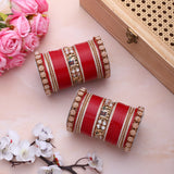 Bridal Chura with Pastel Colours and Kundan Elephant Kada
