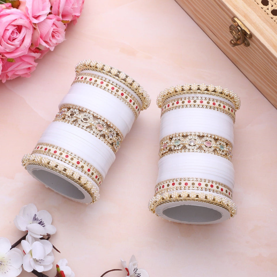 Bridal Chura with Pastel Colours and Pastel Kada