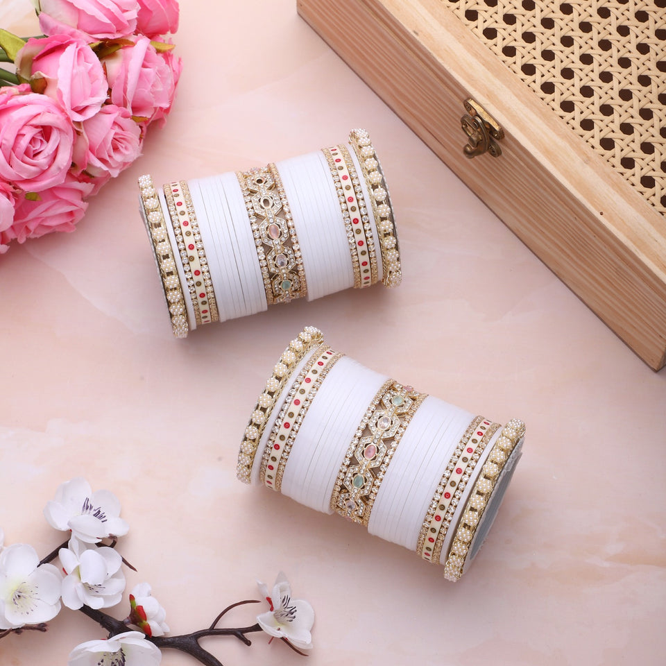 Bridal Chura with Pastel Colours and Pastel Kada