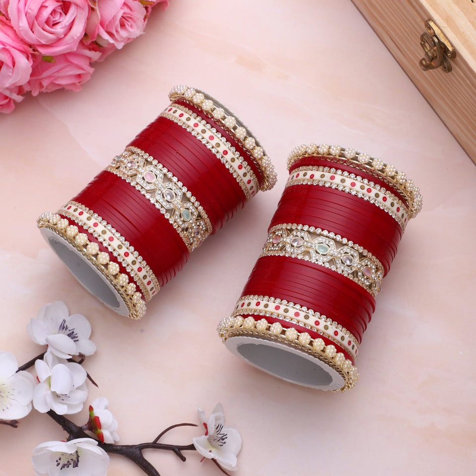 Bridal Chura with Pastel Colours and Pastel Kada