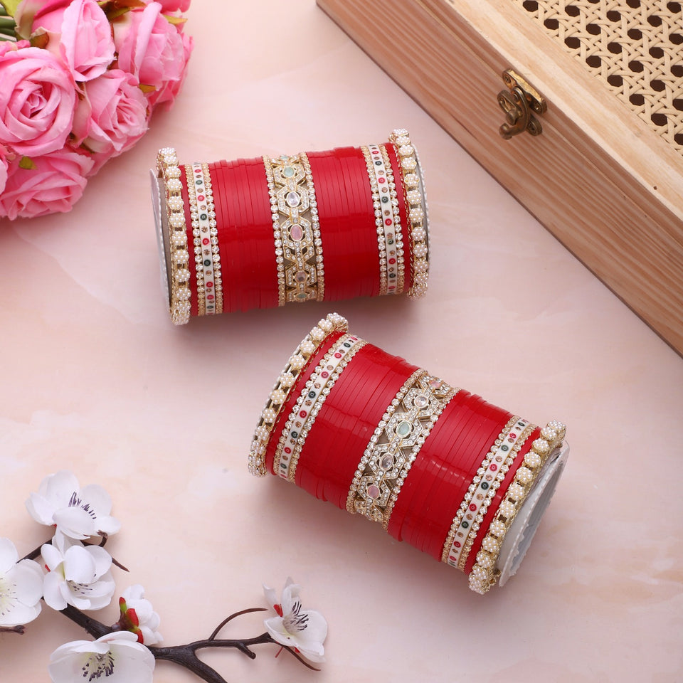 Bridal Chura with Pastel Colours and Pastel Kada