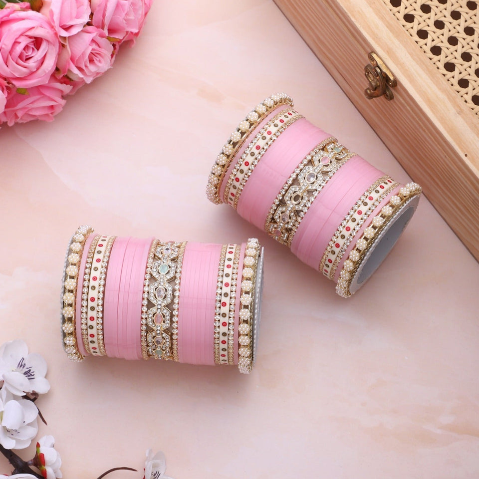 Bridal Chura with Pastel Colours and Pastel Kada