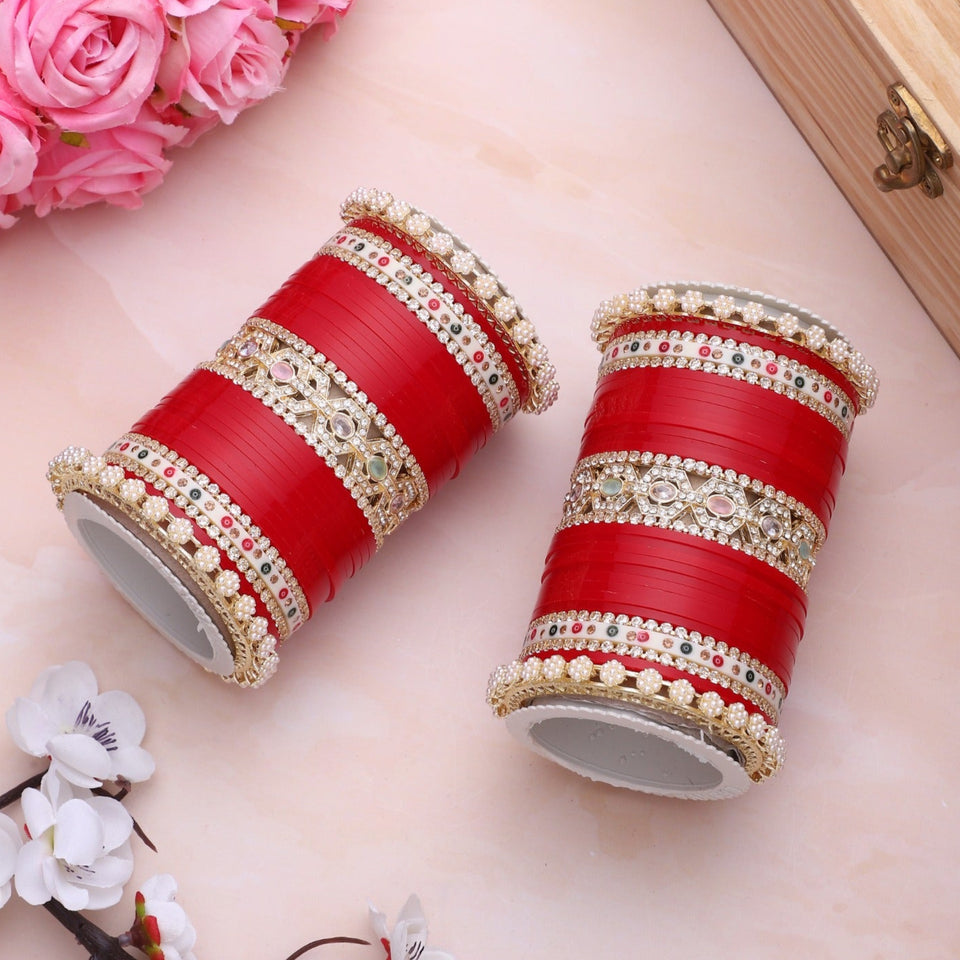 Bridal Chura with Pastel Colours and Pastel Kada