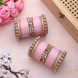 Bridal Chura with Pastel Colours and Kundan Elephant Kada