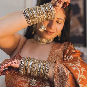 Traditional Mirror Bangle Set with Jhumki by Leshya