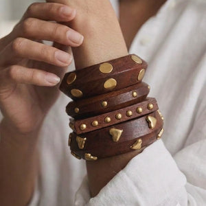 Modern Wooden Bangle Stack by Leshya