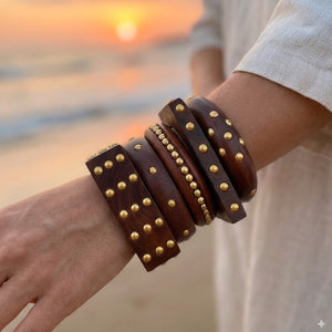 Modern Wooden Bangle Stack by Leshya