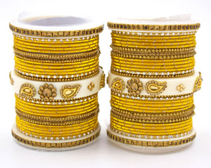 Traditonal Bridal Bangle set with golden dotted design