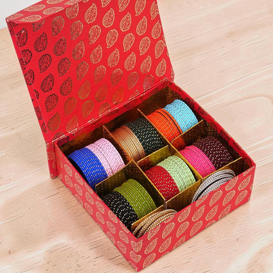 Gifting Box Set of 12 matte colours with Pearl bangles by Leshya