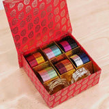 Gifting Box Set of 12 Shining Metal Bangles with kashmiri ghungroo by Leshya