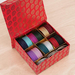 (Plus Size) Gifting Box Set of 12 metallic colours with Stone bangles by Leshya