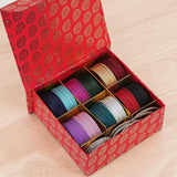 Gifting Box Set of 12 metallic colours with Stone bangles by Leshya (Plus Size)