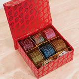 Gifting Box Set of 6 Dotted Glass with kashmiri ghungroo by Leshya