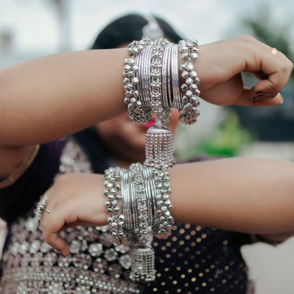 Buy Indian Bollywood Bangles Jewellery Lac Latkan Jhumka Silver Bracelet  Wedding & Party Wear Traditional Bangles, Designer Chudiya, CZ Bangles  Online in India - Etsy