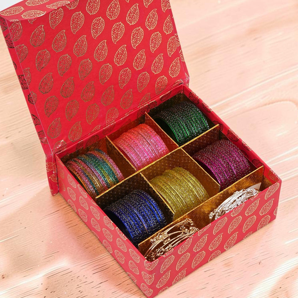 Gifting Box Set of 6 colours with ghungroo by Leshya (Glass)