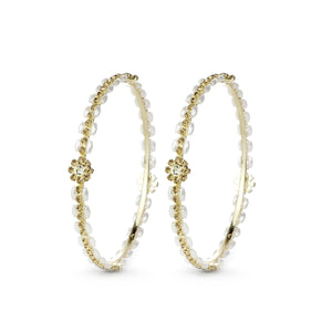 Set of 2 Pearl Bracelets with golden flower for Everyday Wear