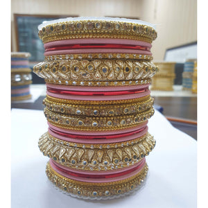 Traditional Colored Kundan Work Bangle Set For Two Hands