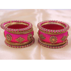Set of 18 Silk Thread Kada and Pacheli Bangles by Leshya