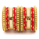 Traditional bangle set for two hands with velvet and meenakari bangles by Leshya