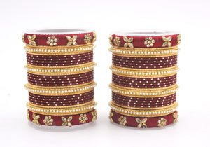 Set of 2 Bangle sets with Thread Bangles with floral Design