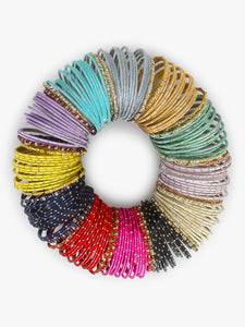 Colourful Bangle Bunch with Thread and Matte Bangles (12 Colours)