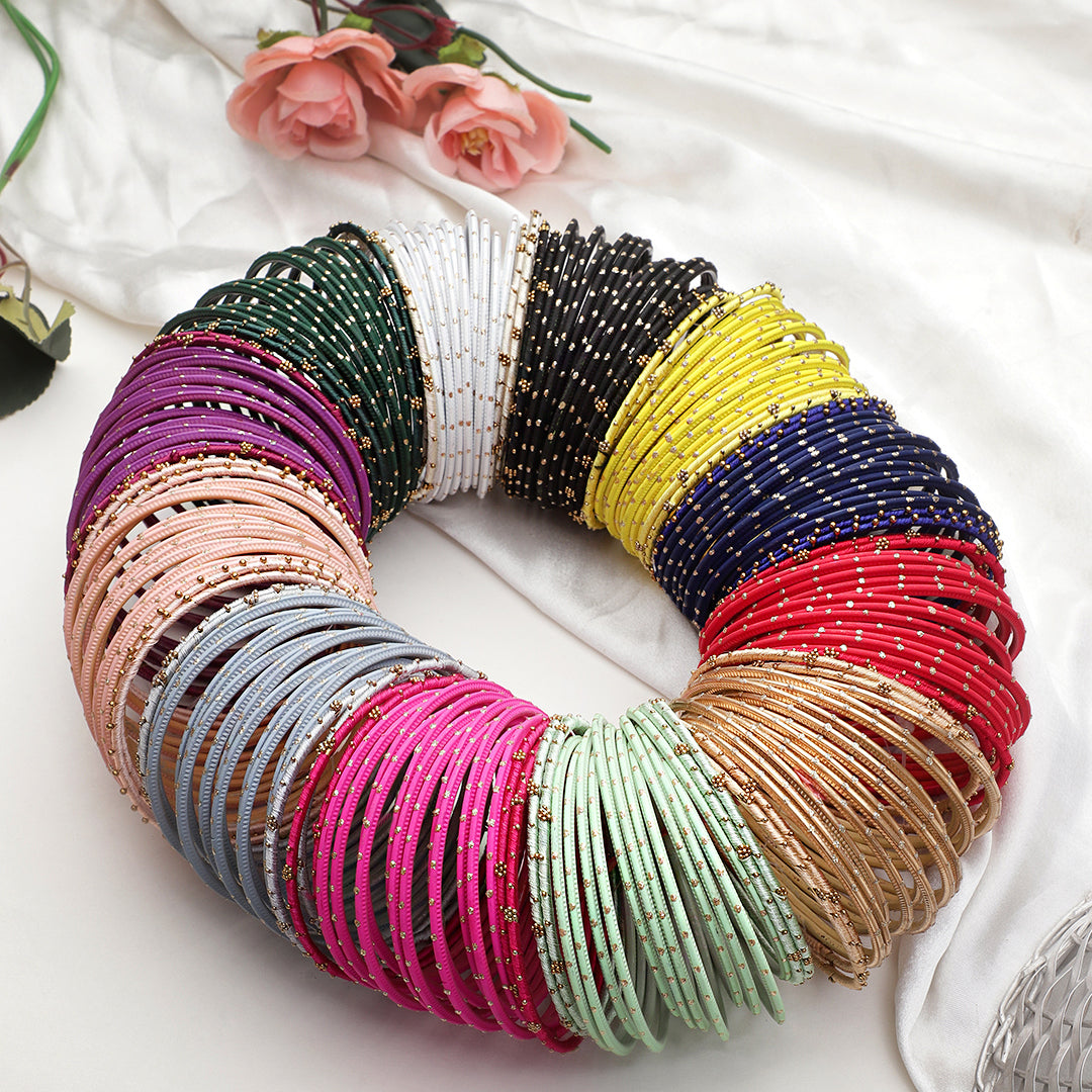 Thread Bangles Colours Colourful Bangle Bunch with Thread and Matte Bangles (12 Colours ...