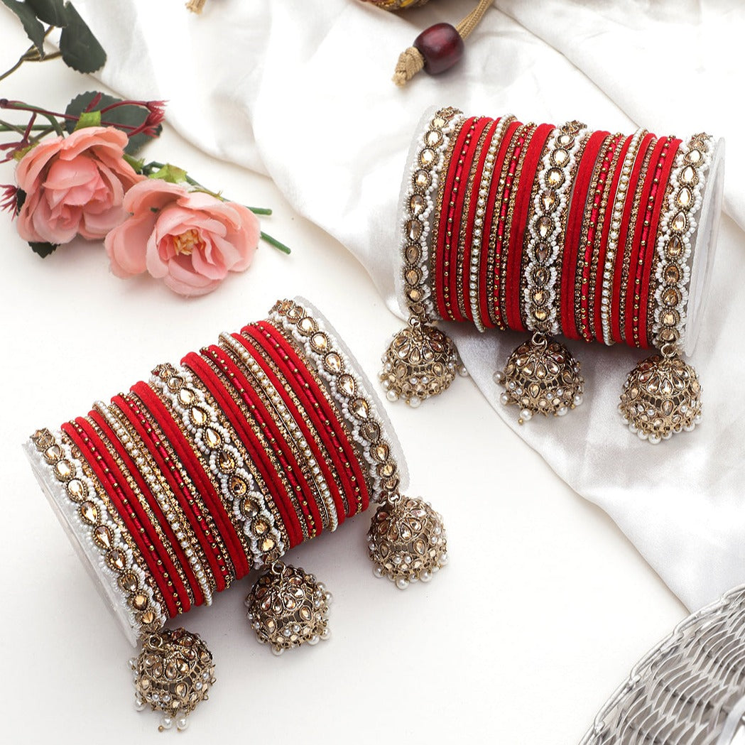 Bridal Bangles Design Red Churi Set Indian Bangle Set: Bridal Wedding Jewelry, Festive Bangles