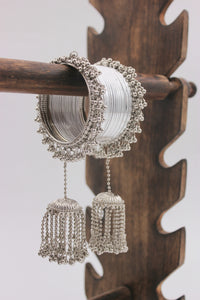 Traditional Silver Ghungroo with Shining Silver Bangles by Leshya