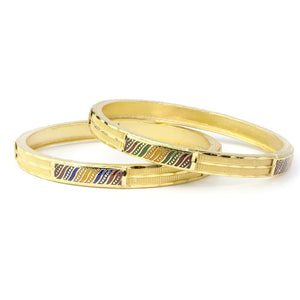 Set of 2 Gold Polish Bracelets with Multicolour Meenakari Handwork for Daily