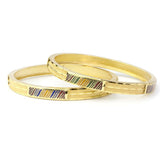 Set of 2 Gold Polish Bracelets with Multicolour Meenakari Handwork for Daily