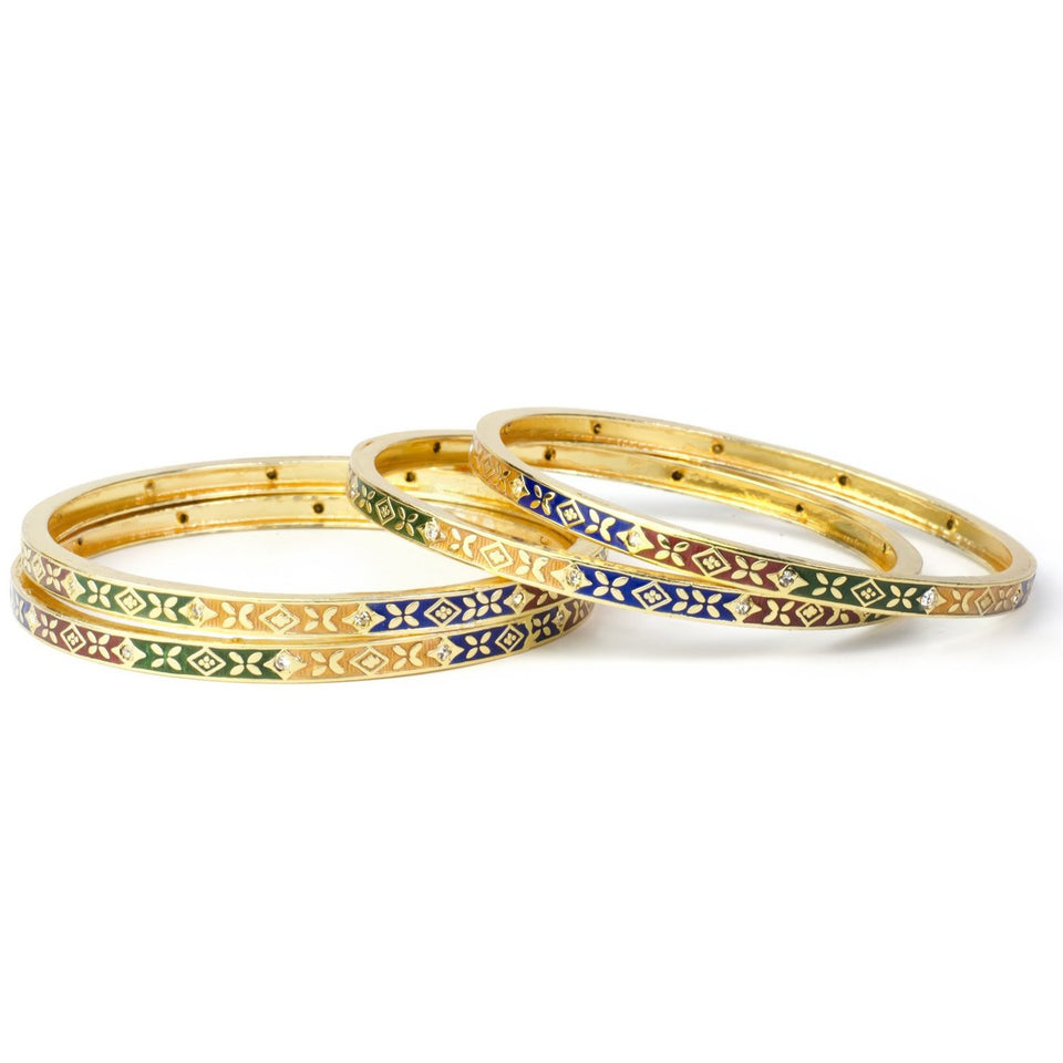 Set of 4 Multicolour handpainted Meenakari Bracelets for Daily Use