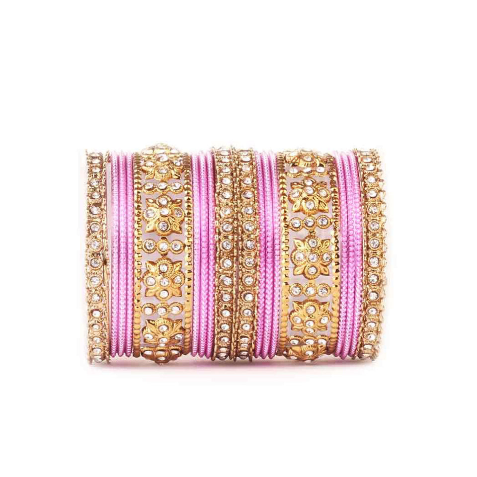 Traditional Colored Flower Pattern Bangle Set