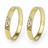 Set of 2 Gold Plated Bracelets with hand-painted enamel-work pattern for Daily use