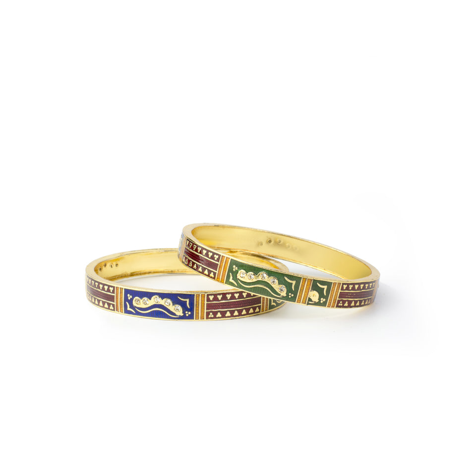 Set of 2 Meenakari Bracelets with intricate Goldwork for Daily Use