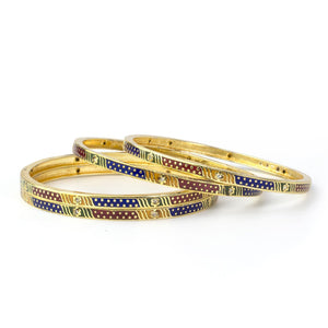 Set of 4 Daily Use Meenakari Bracelets with Running Golden Dotted Patterns