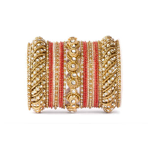 Traditional Colored Textured Bangle Set For Single Hand