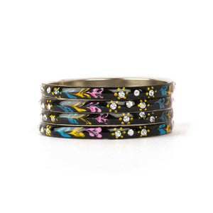 Meenakari Bracelets With Hand Made Floral Design And Stones