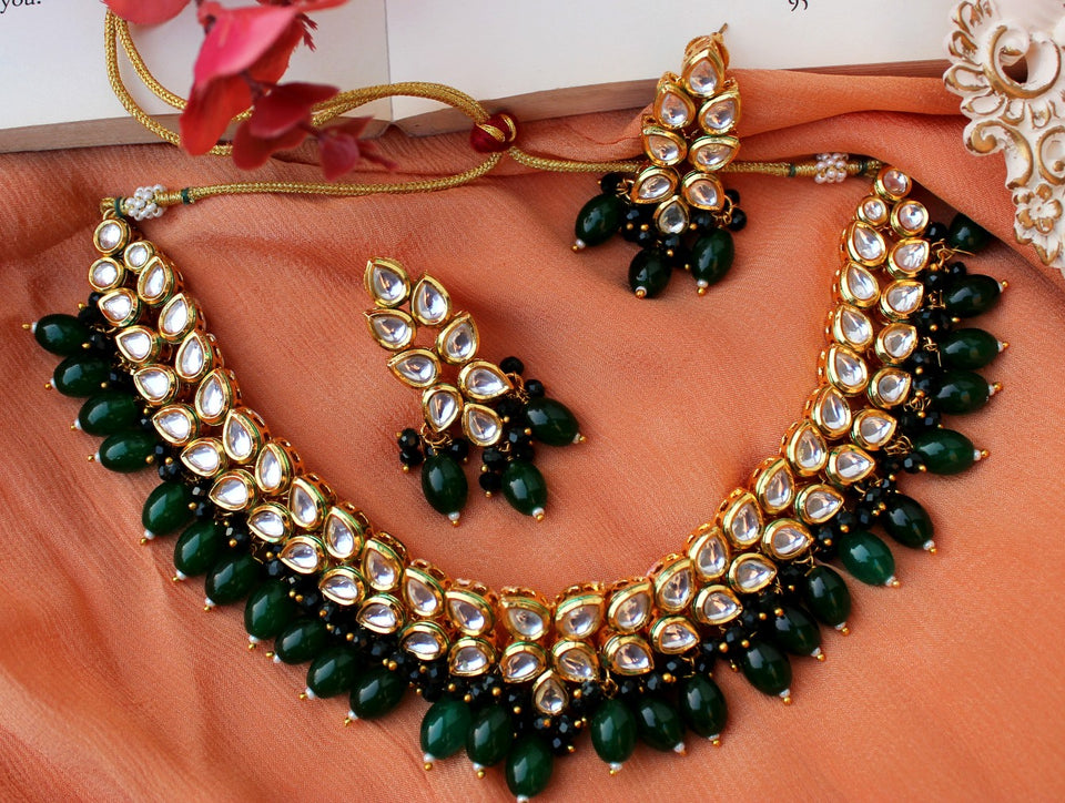 Bridal Green Kundan Necklace Set