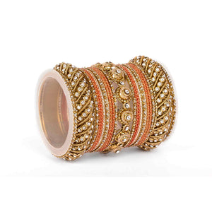 Traditional Colored Textured Bangle Set (Plus Size)