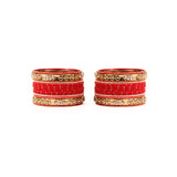 Traditional Bangle Set With Golden Dotted Bangles