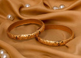 Set Of 2 Gold Dyed Bracelets With Etching Design