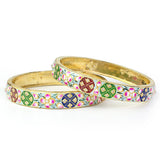 Set of 2 Hand-painted enamel Bracelets for Daily Use by Leshya