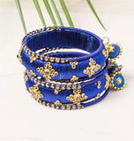 Traditional Thread Bracelet Set With Stones And Jhumki
