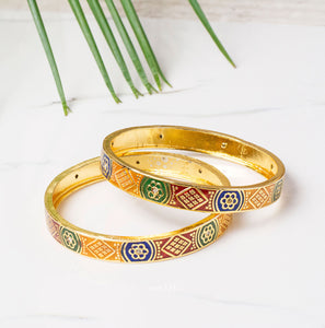 Set of 2 Intricately Designed Golden Work Bracelets for Daily Use